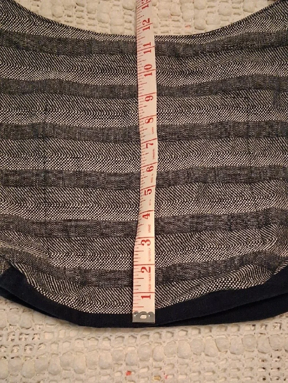 Striped Gray And Navy Cotton Messenger Bag